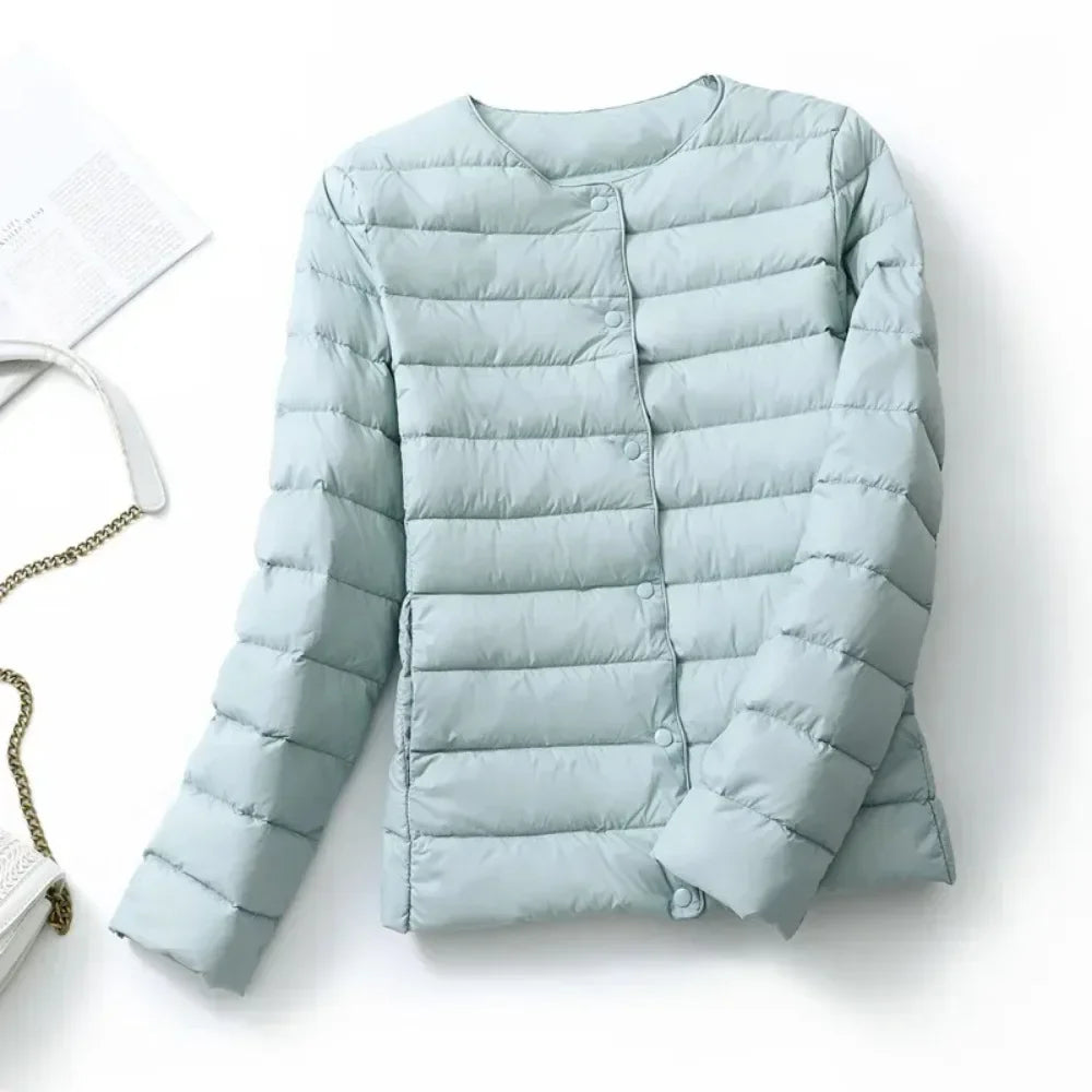 New European Women Spring Autumn Light Duck Down Fabric Lightweight Coat - Swefashionstore