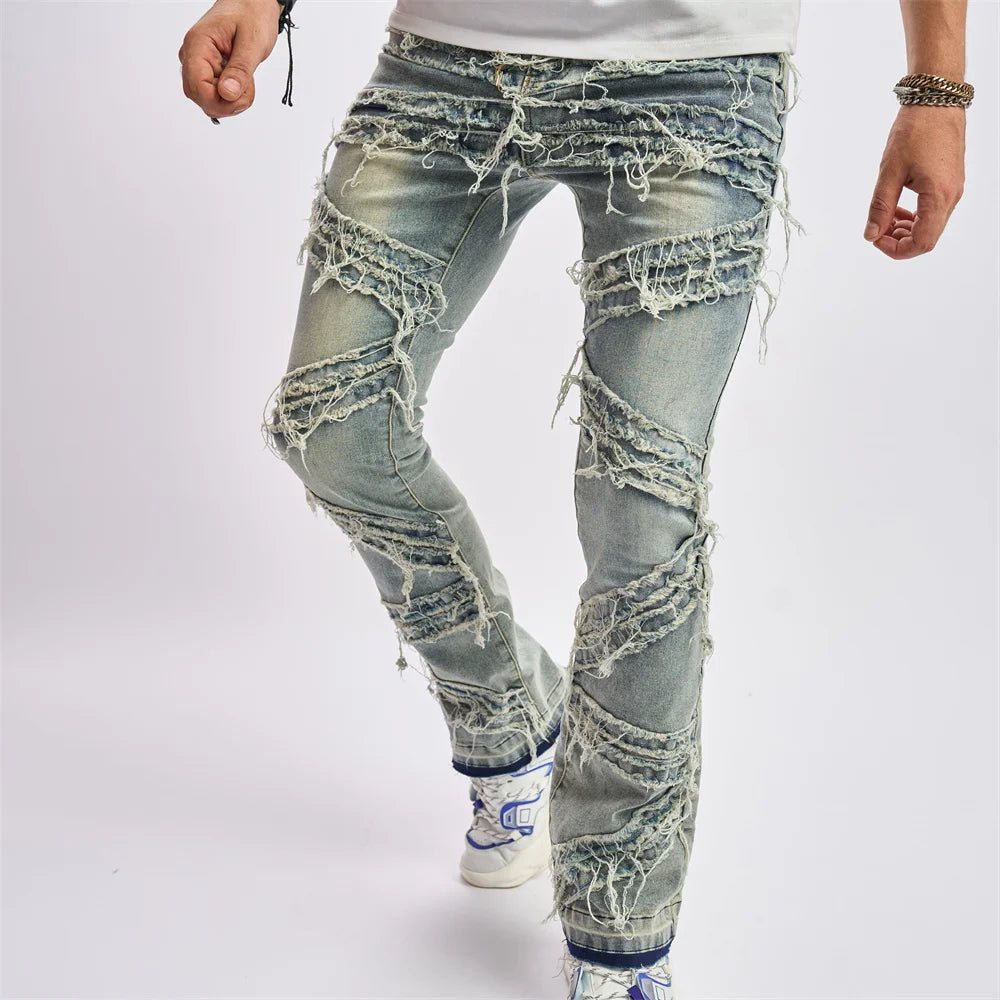 BESTSELLER Stilvolle, lockere Jeans mit zerrissenen Patches aus Denim