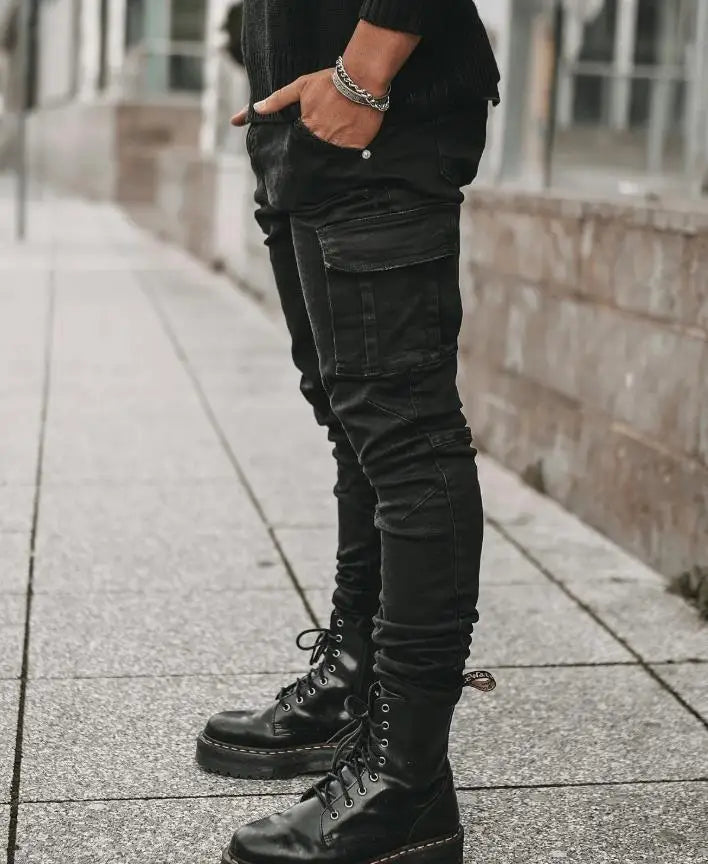 PENCIL Denim Cargo Solid Knöchellange SLIMFIT Jeans