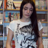MOOYUFON Y2k ANIME Streetwear O-neck 90s Text Printing Tops - Swefashionstore