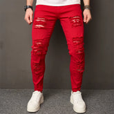 High-Street Men HipHop Holes Skinny Stretch Jeans - Swefashionstore