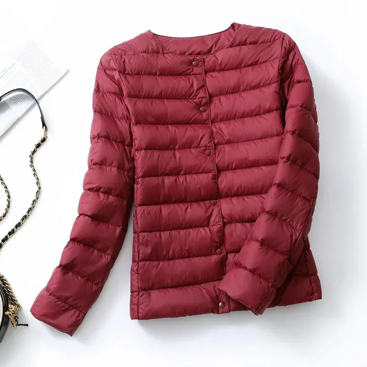New European Women Spring Autumn Light Duck Down Fabric Lightweight Coat - Swefashionstore