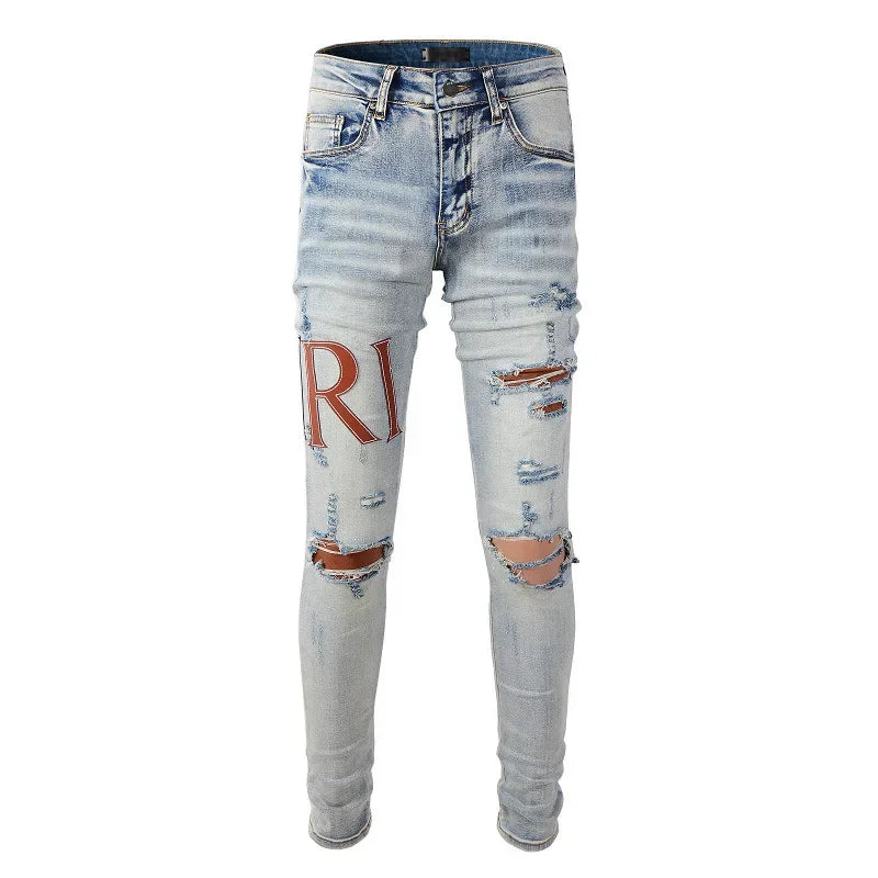 Trendyamiri European STYLE Jeans EINZIGARTIGES Design Slim Fit