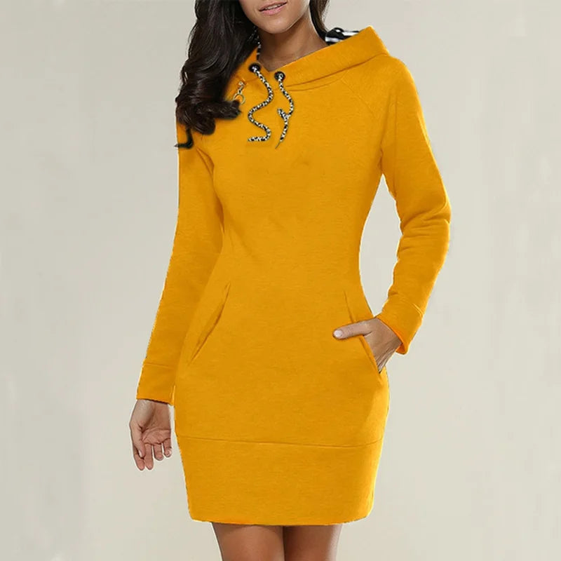 Zakhaev Damen Slim Sweater Langarm-Hoodie-Kleid