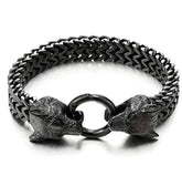 Stainless Steel Double Wolf Head Bracelet - Swefashionstore