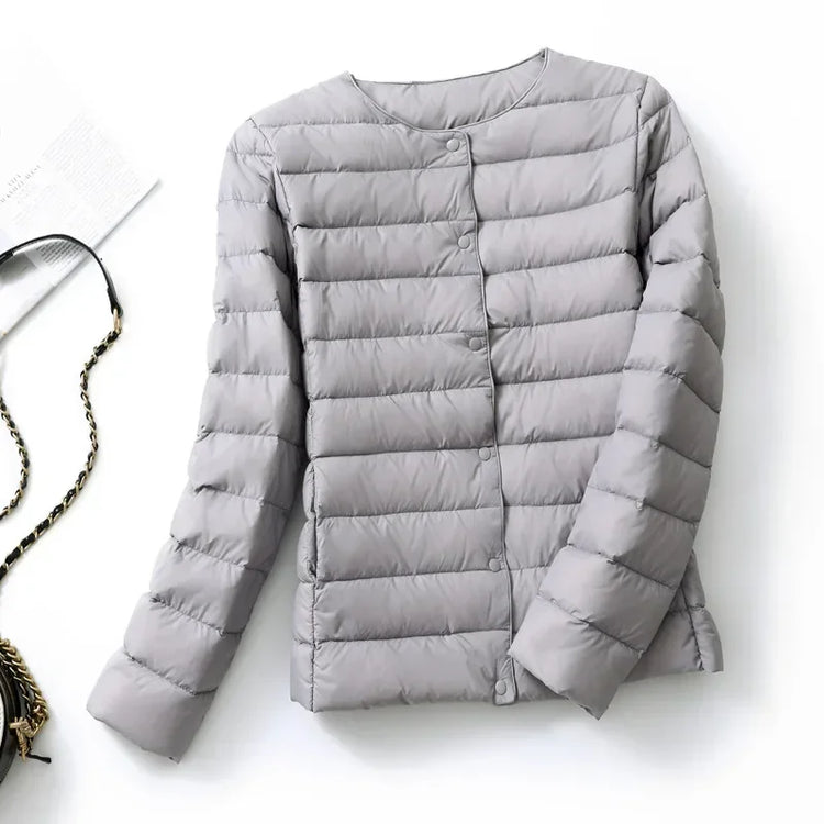 New European Women Spring Autumn Light Duck Down Fabric Lightweight Coat - Swefashionstore