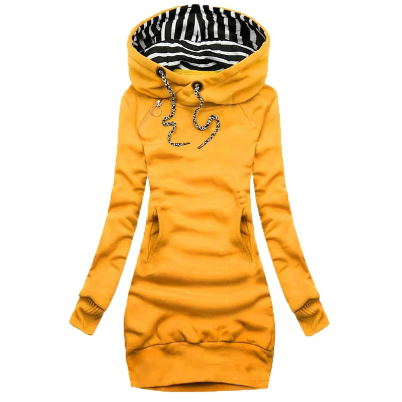 Zakhaev Damen Slim Sweater Langarm-Hoodie-Kleid