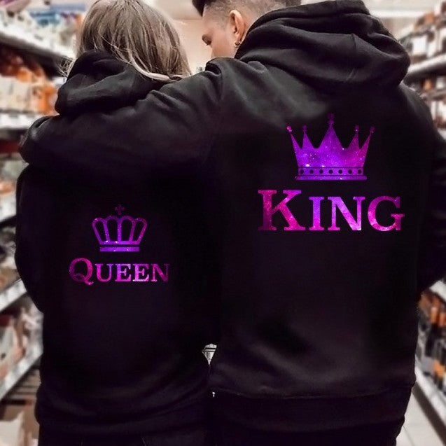 Women Hoodies King Queen Printed Sweatshirt Lovers - Swefashionstore