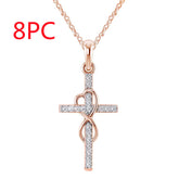 Alloy Pendant With Diamond And Eight-character Cross Necklace - Swefashionstore