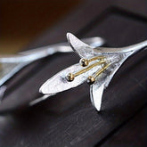 Female Fashion Vintage Blooming Flowers Two Tone Dangle Hanging Engagement Jewelry Earrings - Swefashionstore