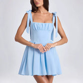 BOW-TIED Strap Dress SUMMER Fashion Short Dress - Swefashionstore