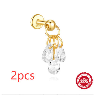 S925 Sterling Silver Moon Diamond Embedded Star Ear Rings - Swefashionstore