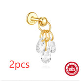 S925 Sterling Silver Moon Diamond Embedded Star Ear Rings - Swefashionstore