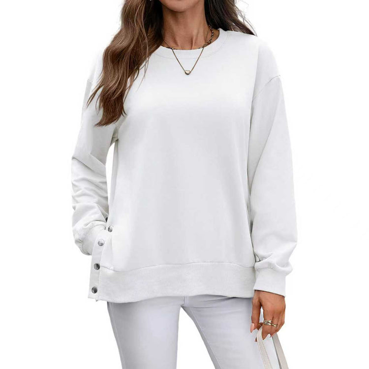 European And American Autumn And Winter Solid Color Long-sleeved Top Women - Swefashionstore