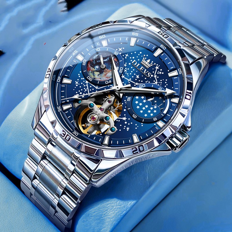 Fashion Starry Sky Mechanical Watch Business Hollow Waterproof Men - Swefashionstore