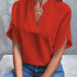 SUMMER Short-sleeved CHIFFON V-neck Shirt - Swefashionstore