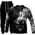 Newcomer Wolf Print Tracksuit Men Sportswear Hooded Sweatsuit - Swefashionstore