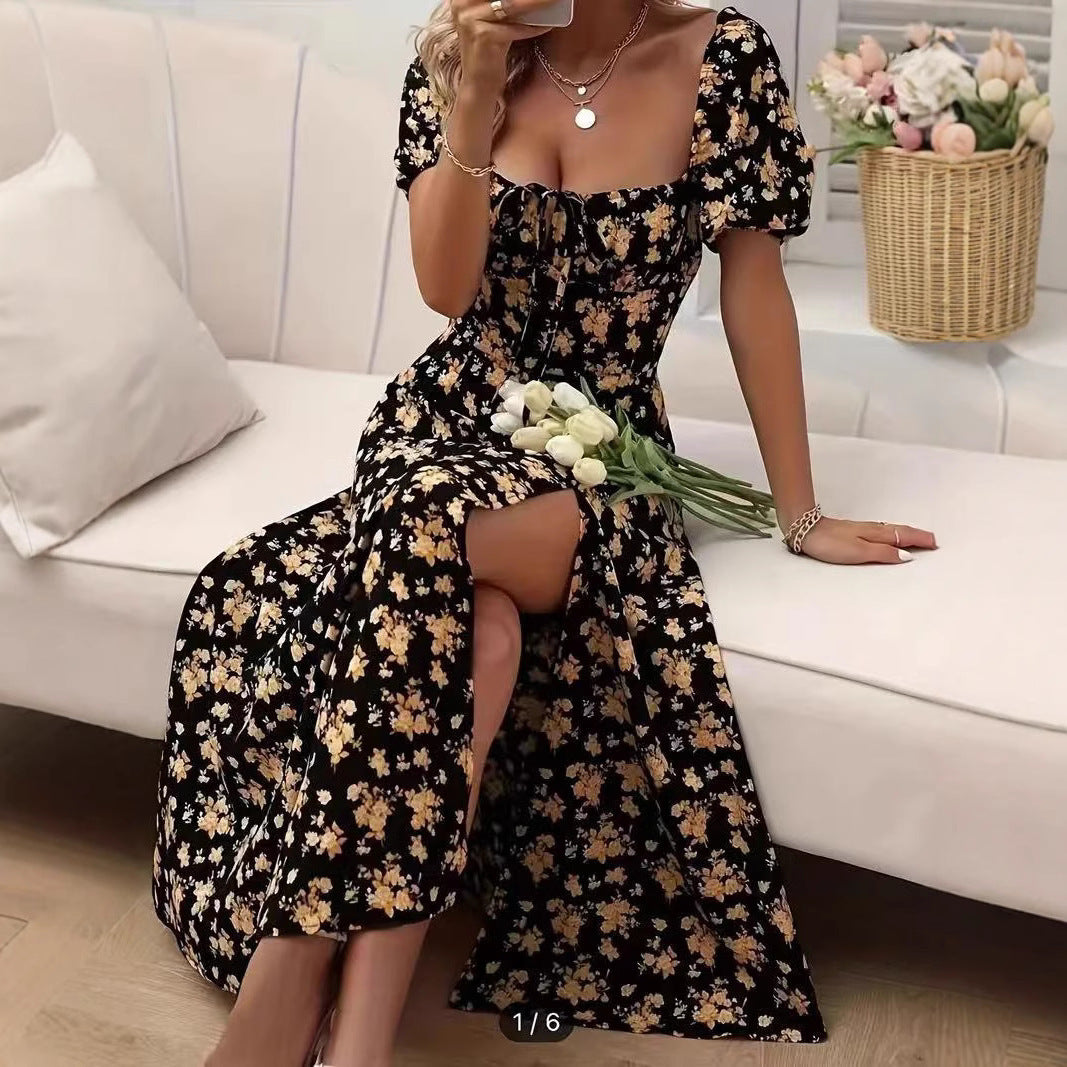 Summer Fashion Lace-up Beach Long Dresses Women&