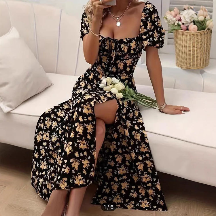 Summer Fashion Lace-up Beach Long Dresses Women&
