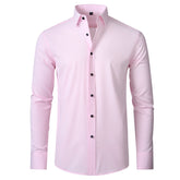 Solid Long Sleeve Shirt Fashion Slim Lapel Button Office Business Shirt Men&