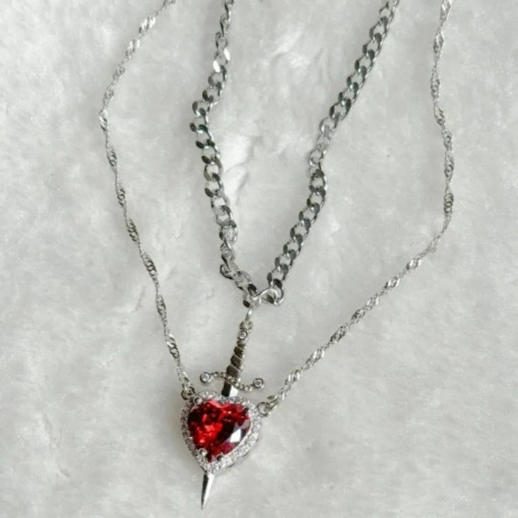 Heart And Sword Necklace Set - Swefashionstore