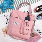 Harajuku Canvas Handbag With Pockets - Swefashionstore