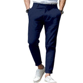 LINEN SUMMER Button Front Slant Pocket Straight-leg Trousers - Swefashionstore