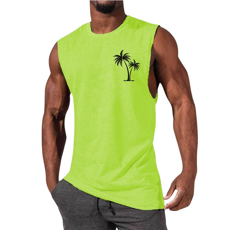 BESTSELLER Coconut Tree Embroidery Vest Summer Beach Tshirt - Swefashionstore