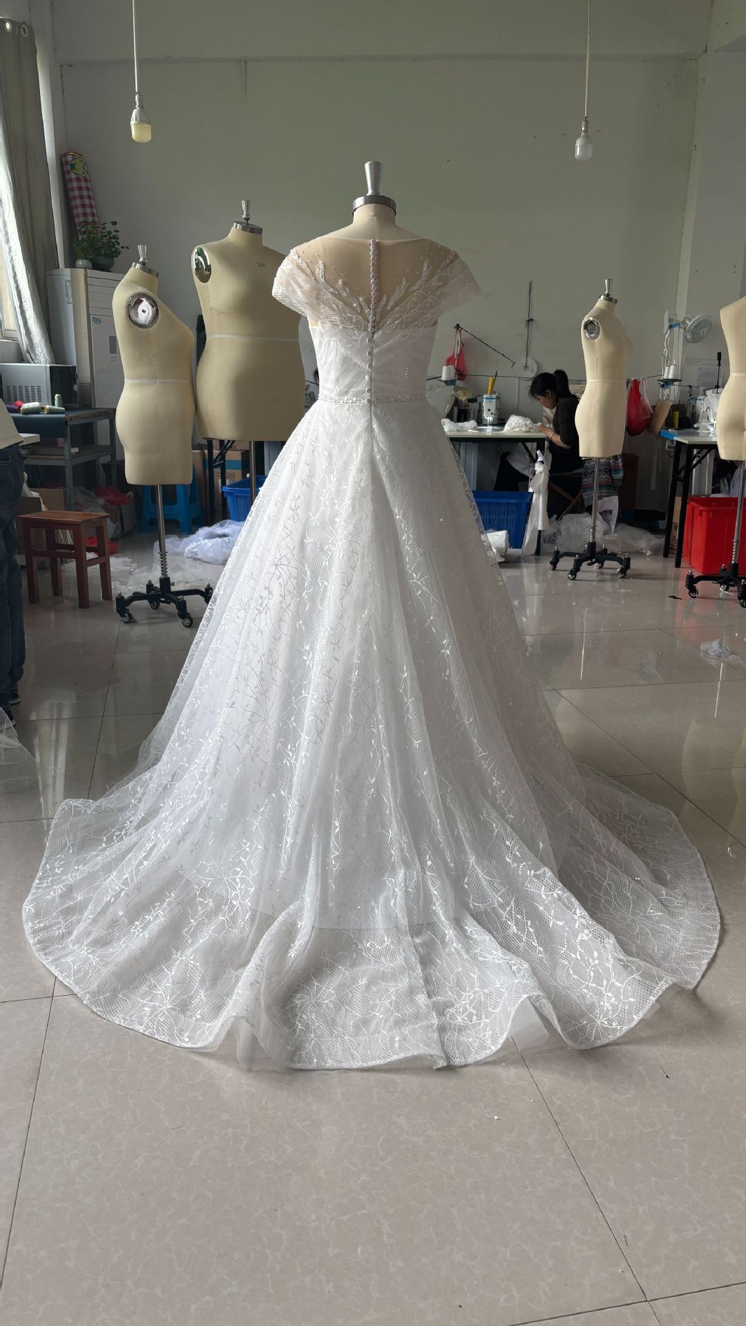 Off-shoulder Light Wedding Dress Bridal Main Yarn Lace Wedding Veil Small Trailing - Swefashionstore