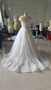 Off-shoulder Light Wedding Dress Bridal Main Yarn Lace Wedding Veil Small Trailing - Swefashionstore