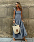 Summer Plaid Print Pleated Ruffle Dress INS Fashion Sleeveless A-line Swing Beach Dress Women&