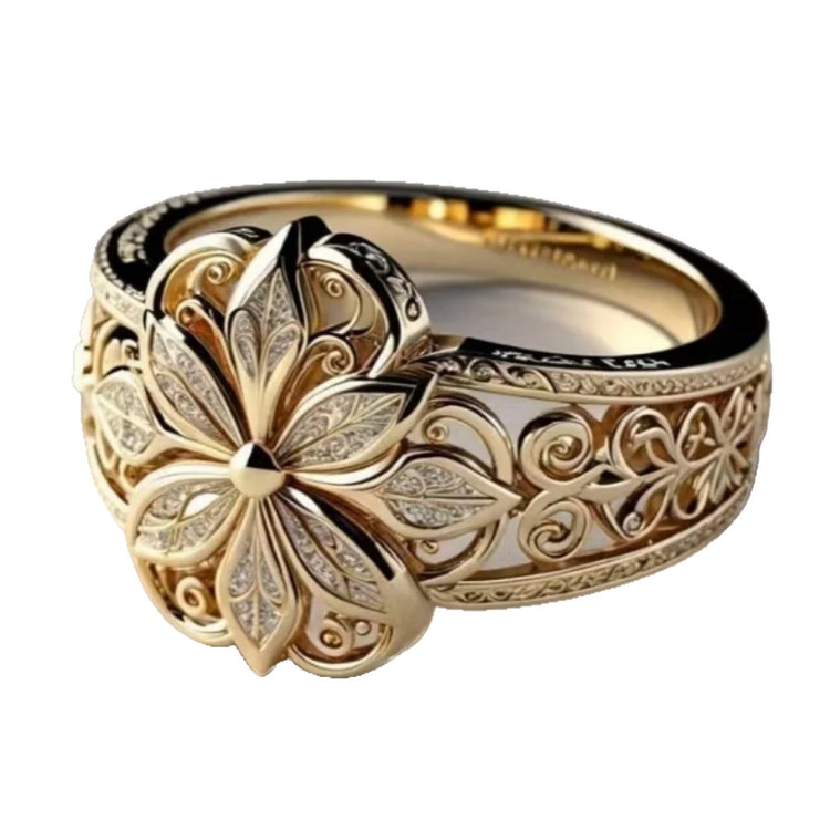 French Hollow Court Ring Small Flower Index Finger Ring Fashion Lady - Swefashionstore