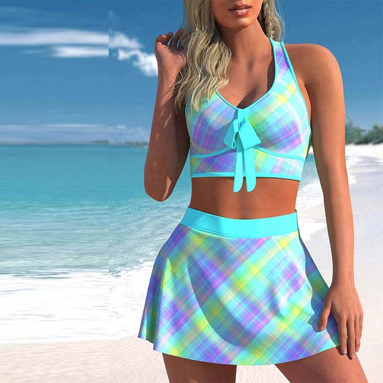 Split Swimwear Skirt Conservative Large Print - Swefashionstore