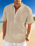 Stand Collar Short Sleeve Henley Shirt - Swefashionstore