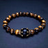 Fashion Alloy Crown Tiger Eye Bead Elastic Bracelet - Swefashionstore