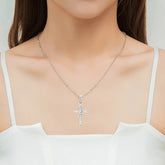 Alloy Pendant With Diamond And Eight-character Cross Necklace - Swefashionstore