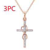 Alloy Pendant With Diamond And Eight-character Cross Necklace - Swefashionstore