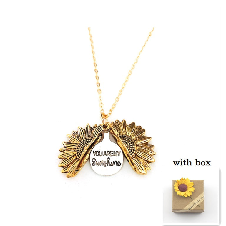 Sunflower Double Lettering Necklace - Swefashionstore