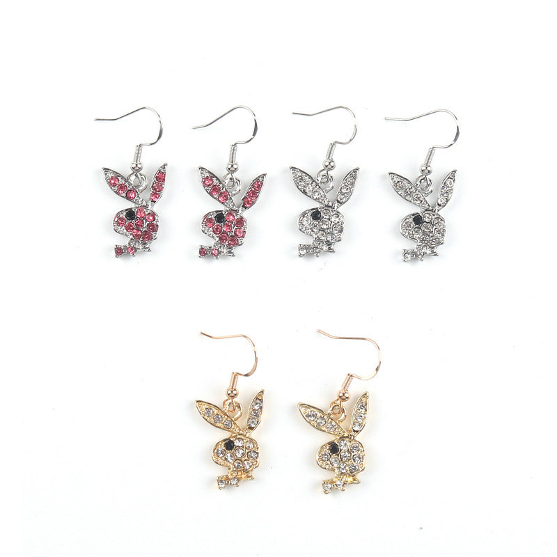 Cute Full Diamond Rabbit Stud Earrings Women - Swefashionstore