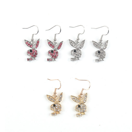 Cute Full Diamond Rabbit Stud Earrings Women - Swefashionstore