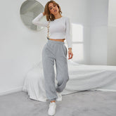 Simple Straight Casual Pants High Top Sports Fleece-lined Trousers - Swefashionstore