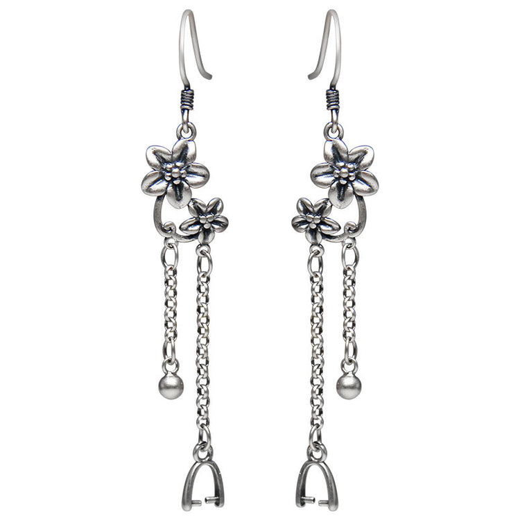 925 Sterling Silver Long Tassel Retro Craft Plum Earrings For Women - Swefashionstore