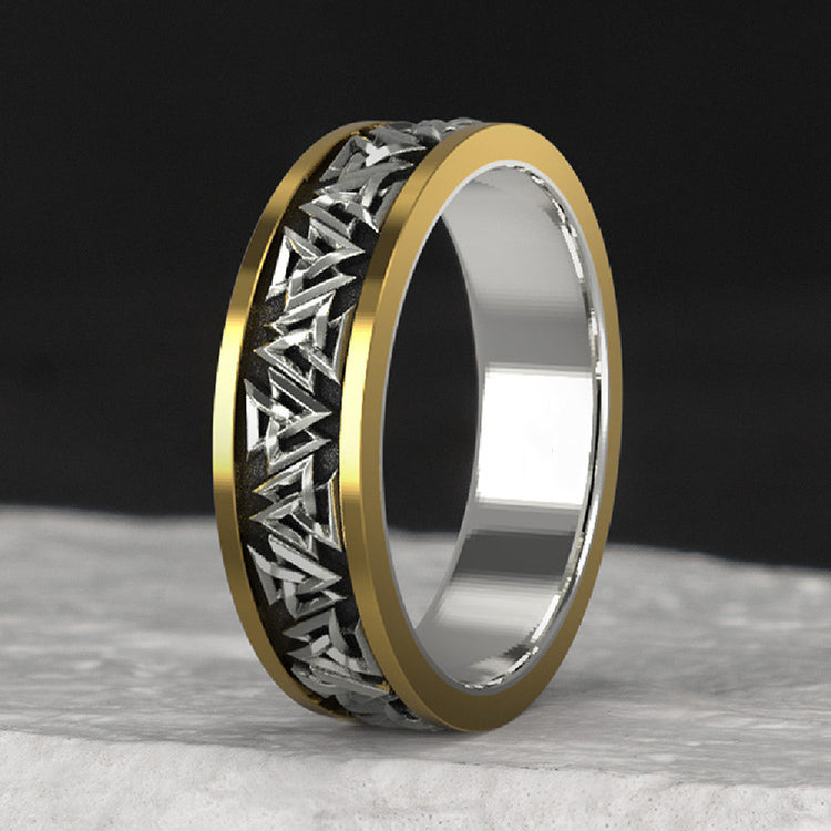 Viking Knot Silver Set Bronze Ring Male - Swefashionstore