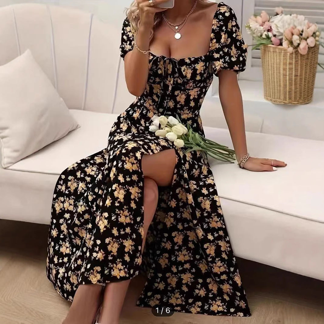 Summer Fashion Lace-up Beach Long Dresses Women&