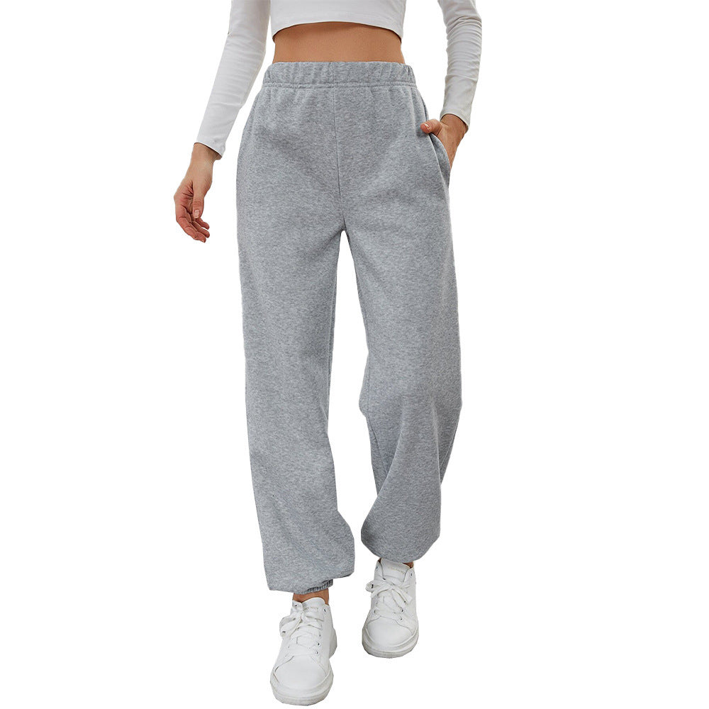 Simple Straight Casual Pants High Top Sports Fleece-lined Trousers - Swefashionstore