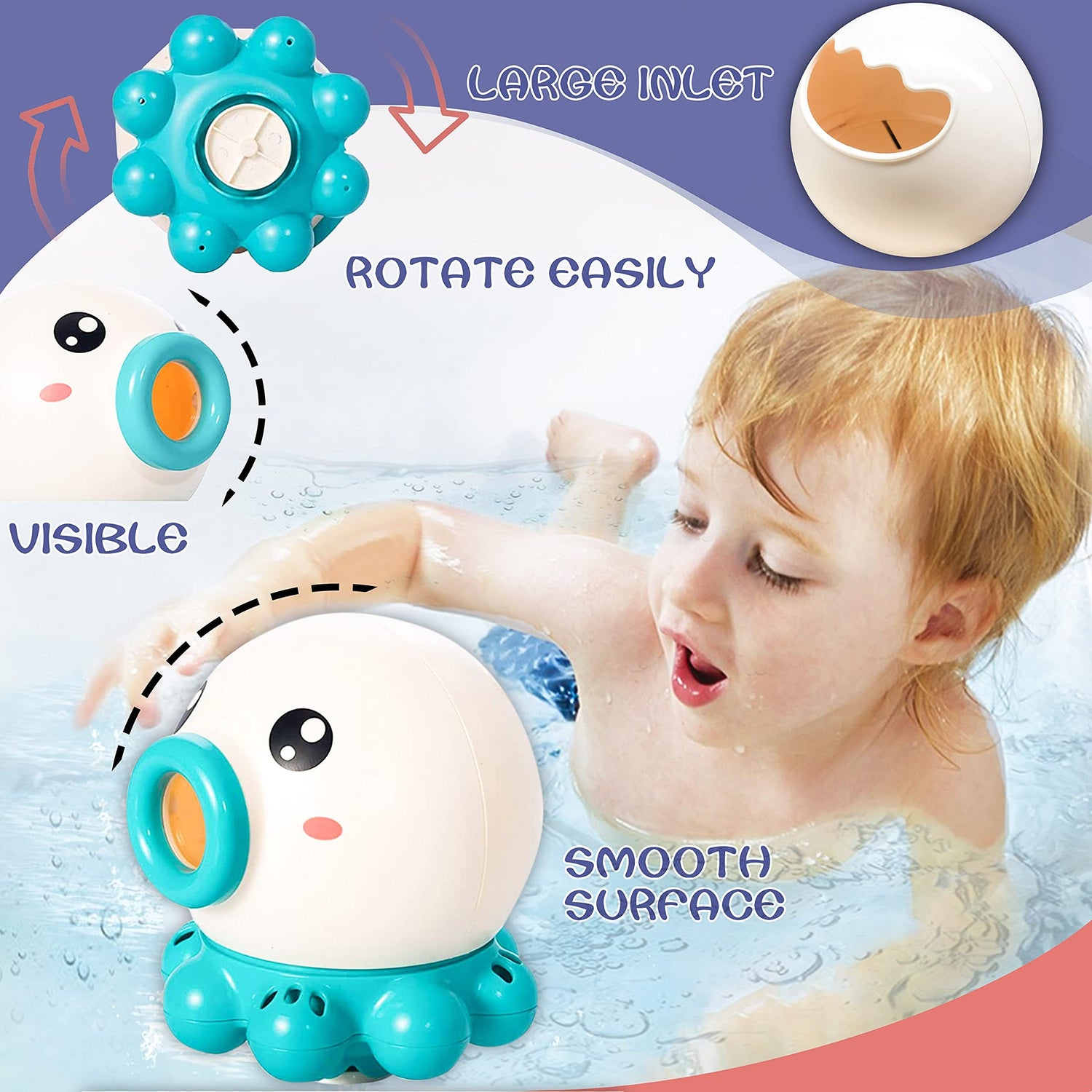 OCTOPUS Fountain Bath Toy Water JET Rotating Shower Bathroom Toy - Swefashionstore