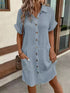 Summer Short Sleeve Shirt Dress - Swefashionstore