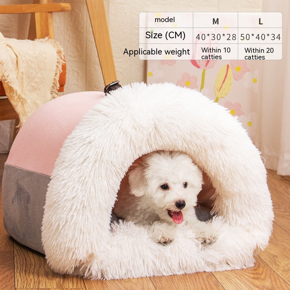 New Splice Portable Pet Nest Portable Autumn And Winter Warm Dog Nest Moisture-proof Long Fur Cat Nest Cross Border Pet Nest - Swefashionstore
