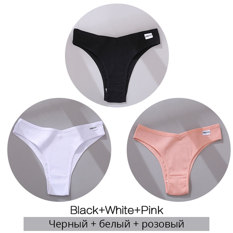 Bestseller 3Pcs Women Cotton-Thong Underwear - Swefashionstore