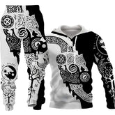 Newcomer Wolf Print Tracksuit Men Sportswear Hooded Sweatsuit - Swefashionstore